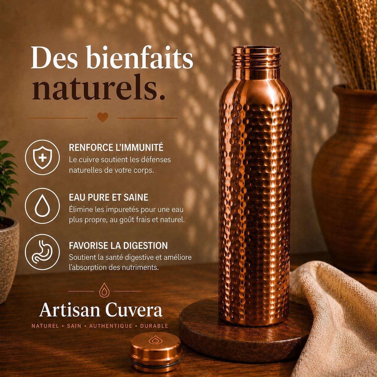 La Gourde Cuvera — Cuivre martelé à la main (950 ml)
