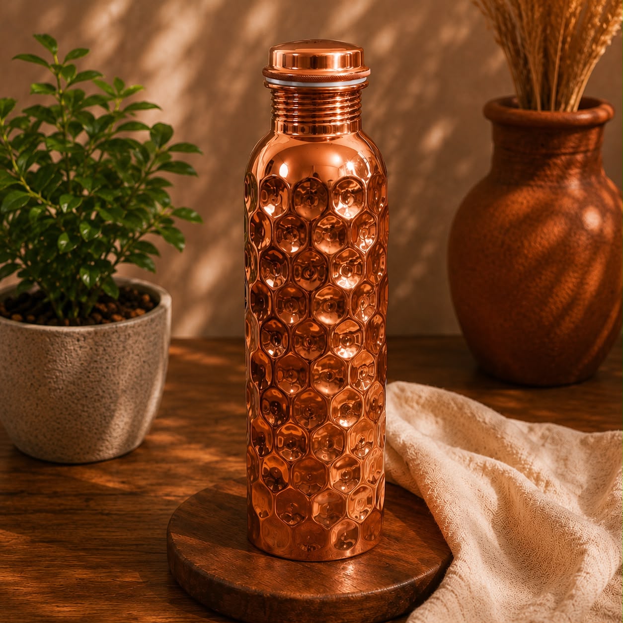 Gourde Nid d'Abeille — Cuivre martelé d'Istanbul (950ml)